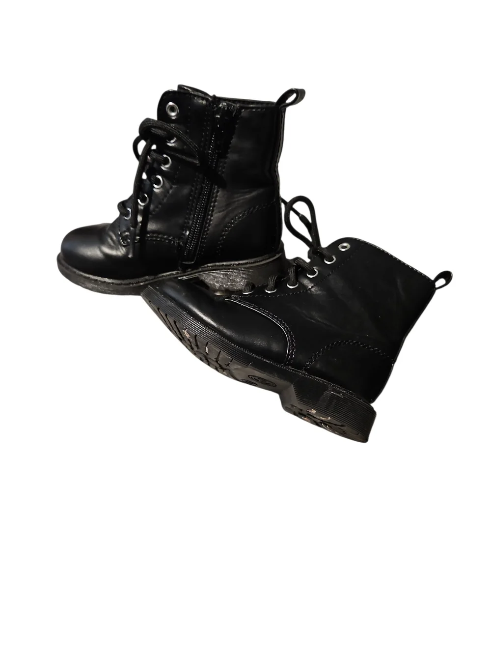 Kids Black Lace-Up Combat Boots Wonder Nation Size 8 C Toddler